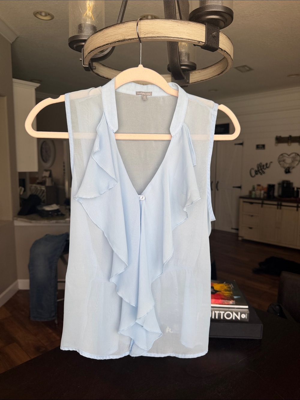Charlotte Russe Light Blue Ruffle Front Sleeveless Camisole